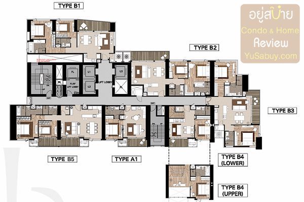 Floor Plan ชั้น 18-21 คอนโด Canapaya Residences