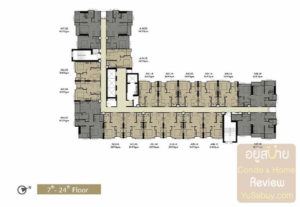 Floor Plan ชั้น 7-24 ของคอนโด The Room สาทร-เซนต์หลุยส์