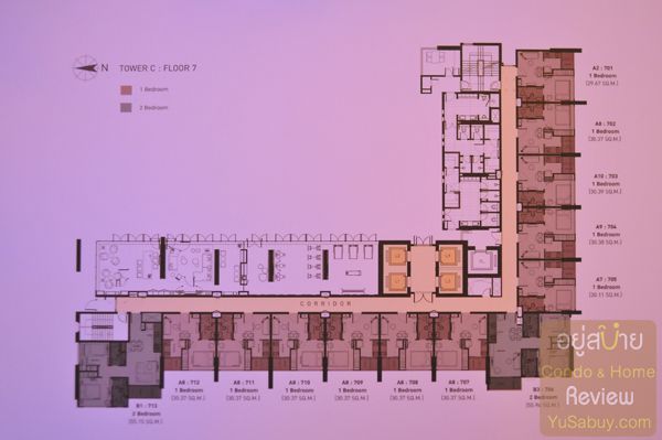 Floor Plan The Saint Residences ชั้น 7 Tower C