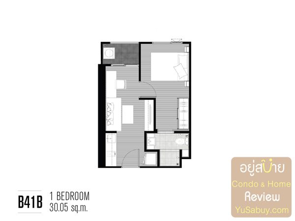 แปลนคอนโด Chapter One Midtown ลาดพร้าว 24 แบบ 1 ห้องนอน ขนาด 30.05 ตารางเมตร
