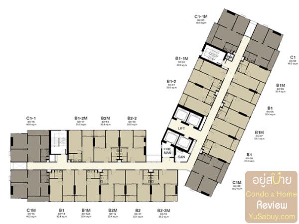 ผังโครงการ IDEO O2 ตึก B ชั้นที่ 8, 10-15, 17-21, 23-25, 27-30 - (ภาพที่ 04)