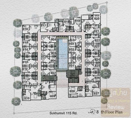 คอนโด B Loft สุขุมวิท 115 - Floor Plan ชั้น 8 - (ภาพที่ 7)