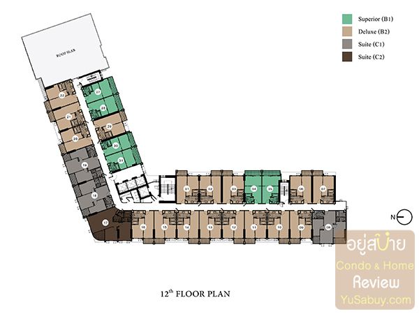 Floor Plan ชั้น 12 คอนโด Knightsbridge The Ocean Sriracha