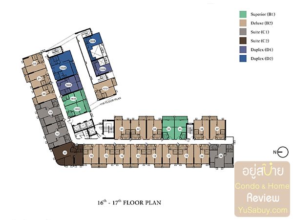Floor Plan ชั้น 16-17 คอนโด Knightsbridge The Ocean Sriracha