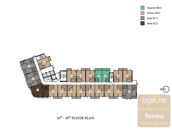 Floor Plan ชั้น 25-29 คอนโด Knightsbridge The Ocean Sriracha