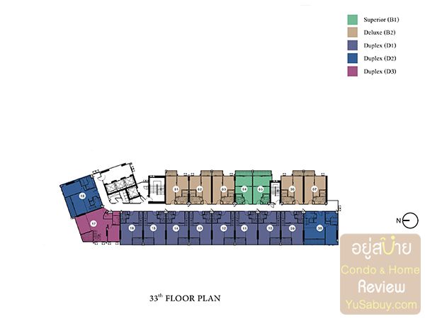 Floor Plan ชั้น 33 คอนโด Knightsbridge The Ocean Sriracha