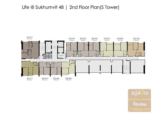 Floor Plan Life Sukhumvit 48 ชั้น 2 ตึก S