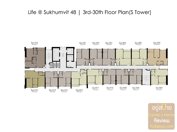 Floor Plan Life Sukhumvit 48 ชั้น 3-30 ตึก S