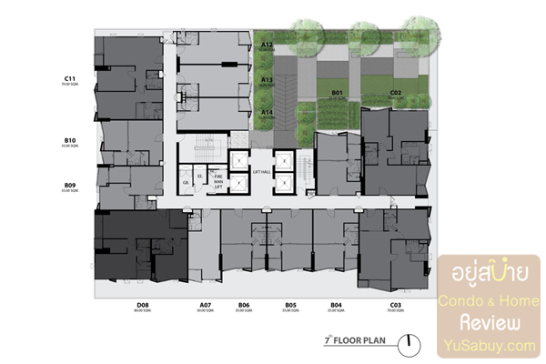 Floor Plan ชั้น 7 คอนโด RHYTHM Ekkamai