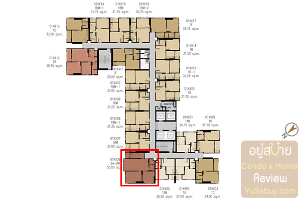 Floor Plan ชั้น 7 และ 10 คอนโด เดอะ เบส การ์เดน พระราม 9