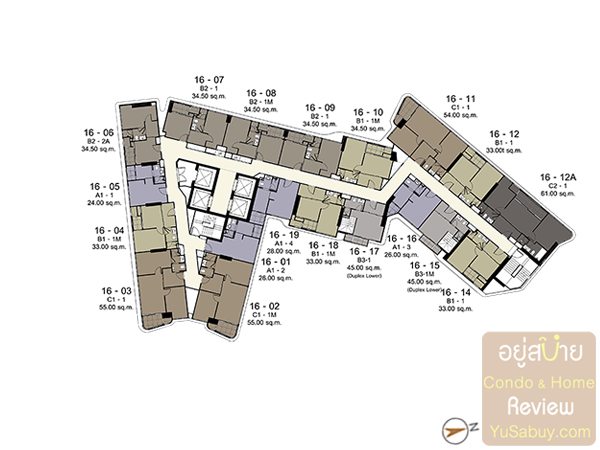 Floor Plan ชั้น 16 คอนโด Ideo Mobi Asoke