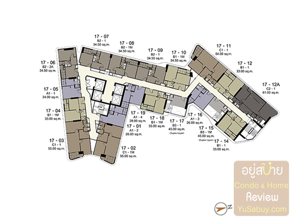 Floor Plan ชั้น 17-31 คอนโด Ideo Mobi Asoke