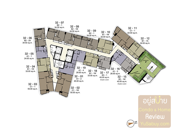 Floor Plan ชั้น 32 คอนโด Ideo Mobi Asoke