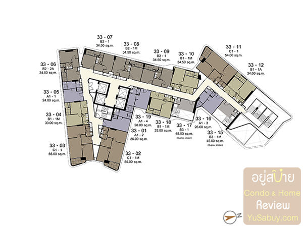 Floor Plan ชั้น 33 คอนโด Ideo Mobi Asoke