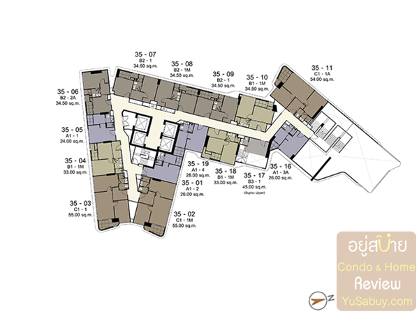 Floor Plan ชั้น 34 คอนโด Ideo Mobi Asoke