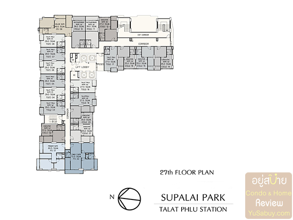 Floor Plan ชั้น 27 คอนโด Supalai Park Tala Phlu Station