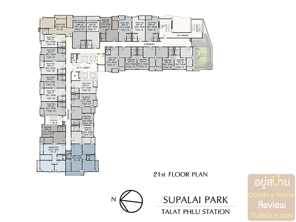 Floor Plan ชั้น 21 คอนโด Supalai Park Tala Phlu Station