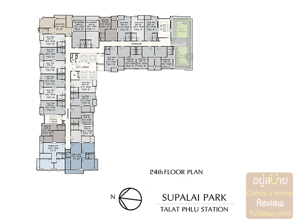 Floor Plan ชั้น 24-26 คอนโด Supalai Park Tala Phlu Station
