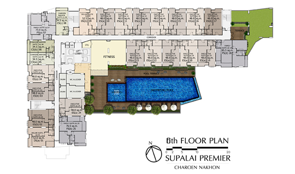 Floor Plan ชั้น 6 คอนโดศุภาลัย พรีเมียร์ เจริญนคร