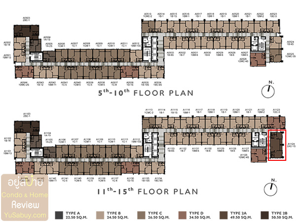 Floor Plan ชั้น 5-15 คอนโด The Privacy ท่าพระ อินเตอร์เชนจ์