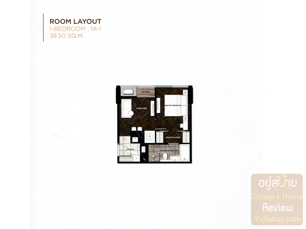 แปลนคอนโด THE ESSE SUKHUMVIT 36 แบบ 1 ห้องนอน 38.5 ตร.ม.