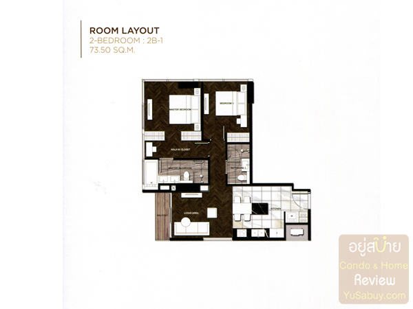 แปลนคอนโด THE ESSE SUKHUMVIT 36 แบบ 2 ห้องนอน 73.5 ตร.ม.