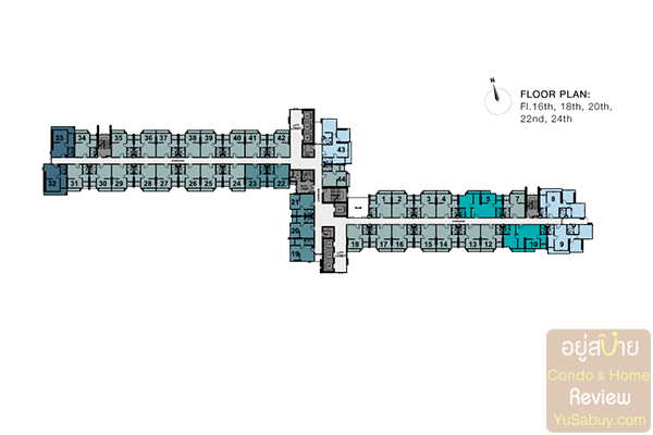 Floor Plan ชั้น16,18,20,22,24 คอนโด The Tree Rio Bang-Aor Station
