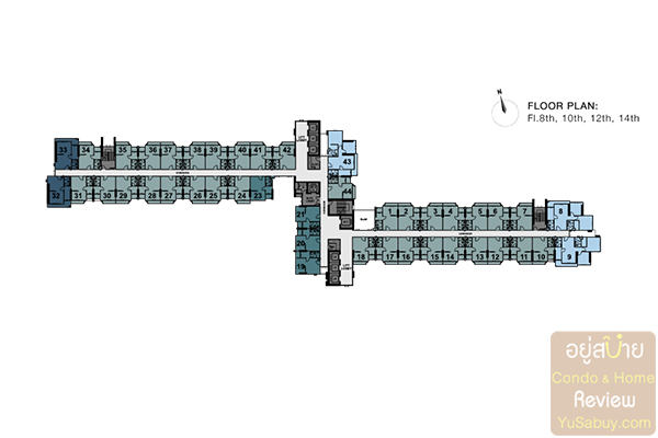 Floor Plan ชั้น 8,10,12,14 คอนโด The Tree Rio Bang-Aor Station