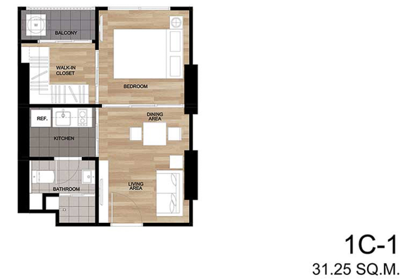 เดอะ เบส เพชรเกษม 1 ห้องนอน 31 ตร.ม.