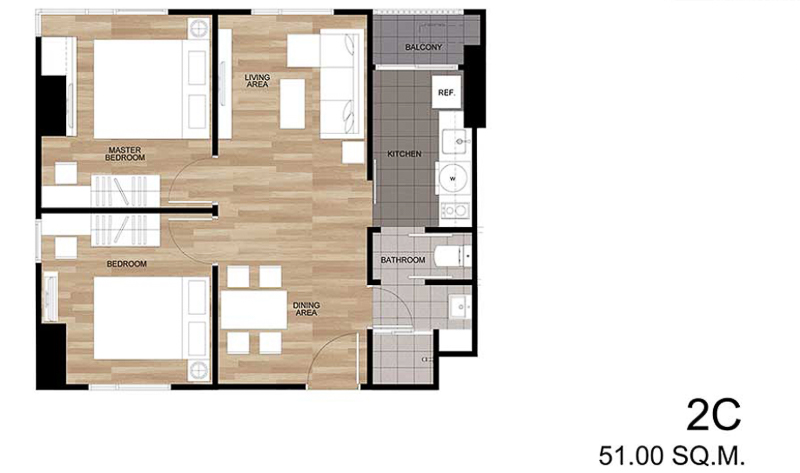 เดอะ เบส เพชรเกษม 2 ห้องนอน 51 ตร.ม.