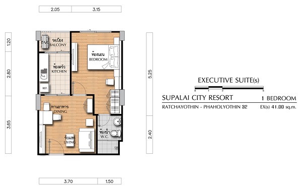3 Executive Suite(s) 1 Bedroom ขนาด 41 ตร.ม.