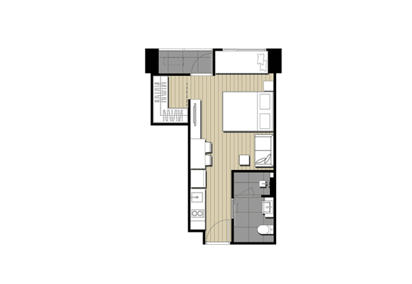 A1 ขนาด 30.20 sq.m. คอนโด Ideo Mobi Rangnam