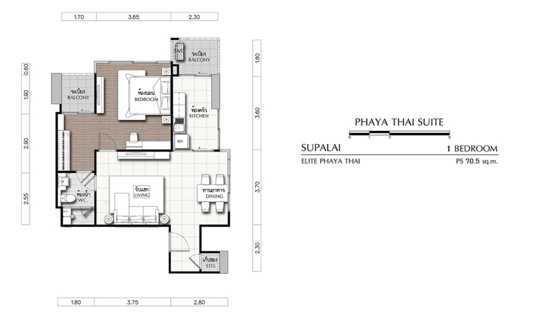 1 Bedroom Supalai Elite Phayathai (ภาพที่4)