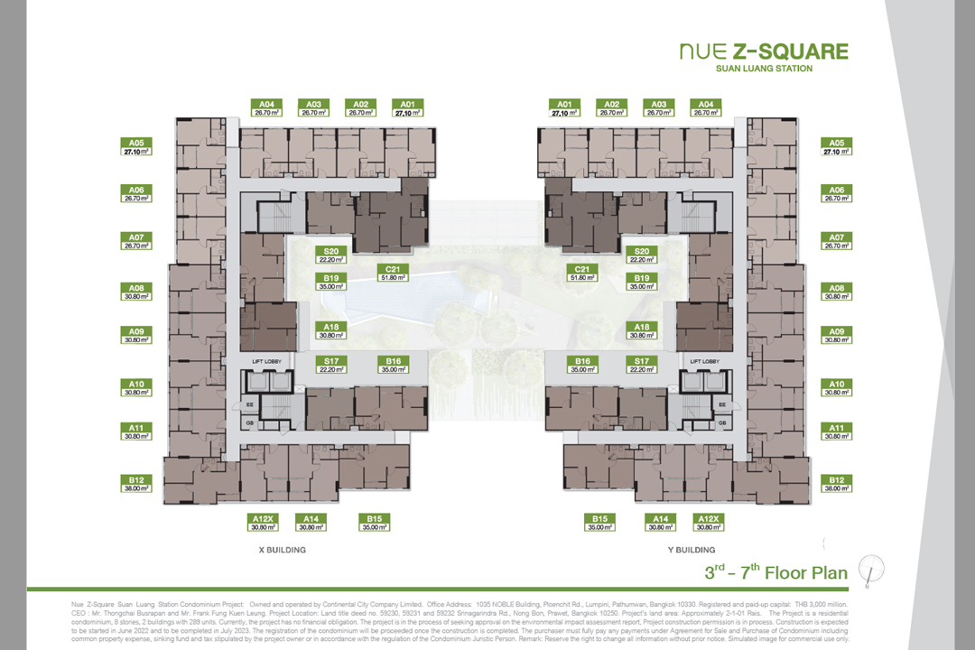 Floor Plan ชั้น 2-7 Nue Z-Square