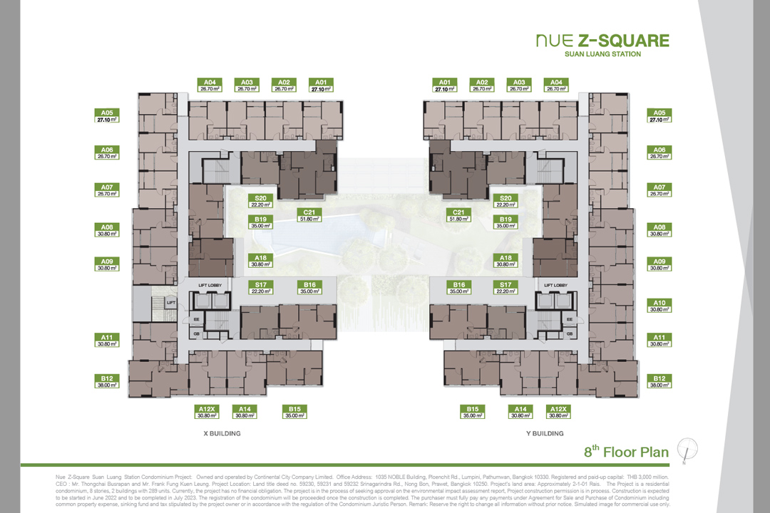 Floor Plan ชั้น 8 Nue Z-Square
