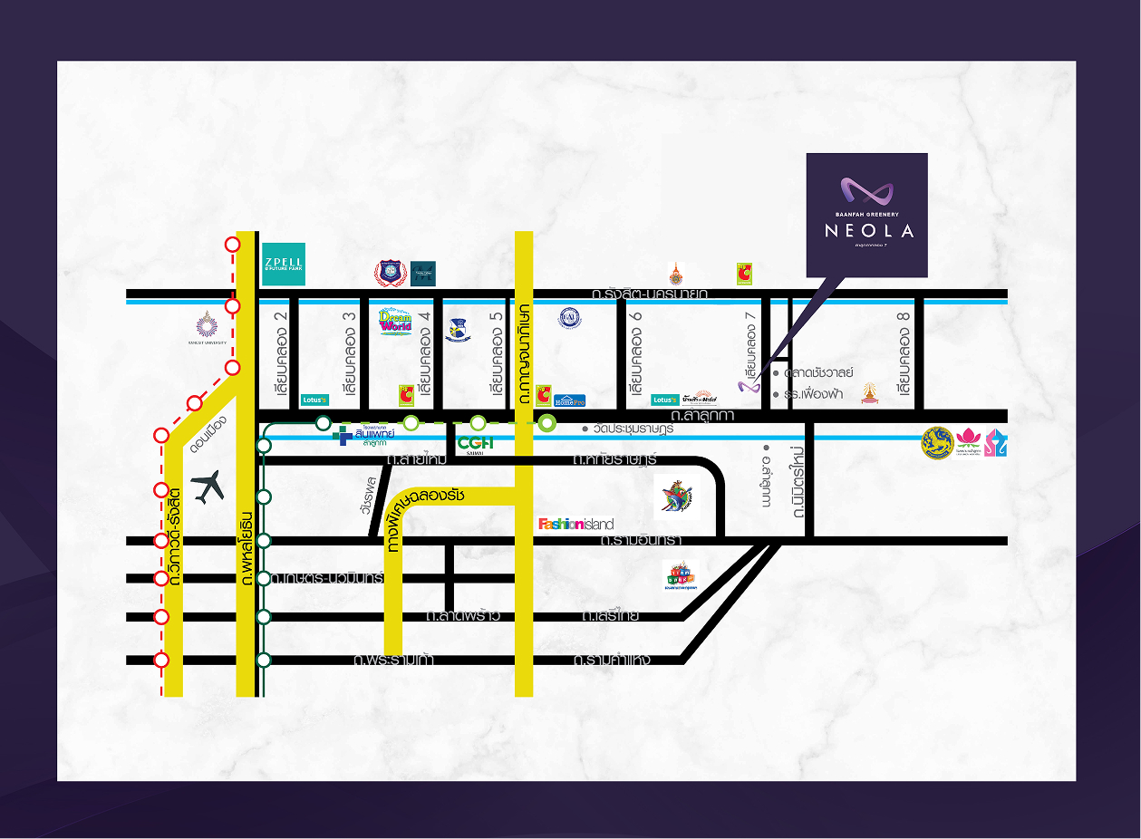 Baanfah Greenery Neola Wongwaen-Lamlukka Klong 7_map