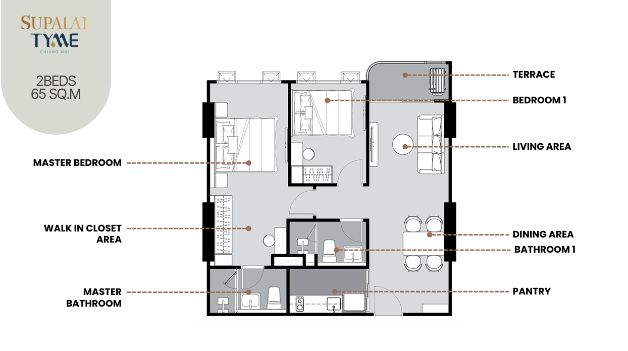Supalai Tyme Chiang Mai-2 Bed